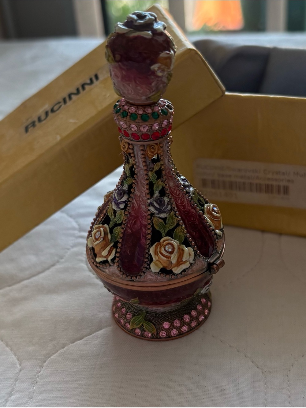 New in box - Pink Floral Jeweled pillbox